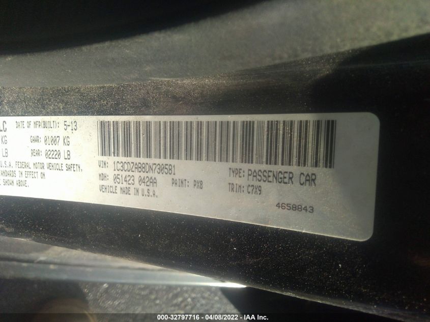 2013 DODGE AVENGER SE 1C3CDZAB8DN730581