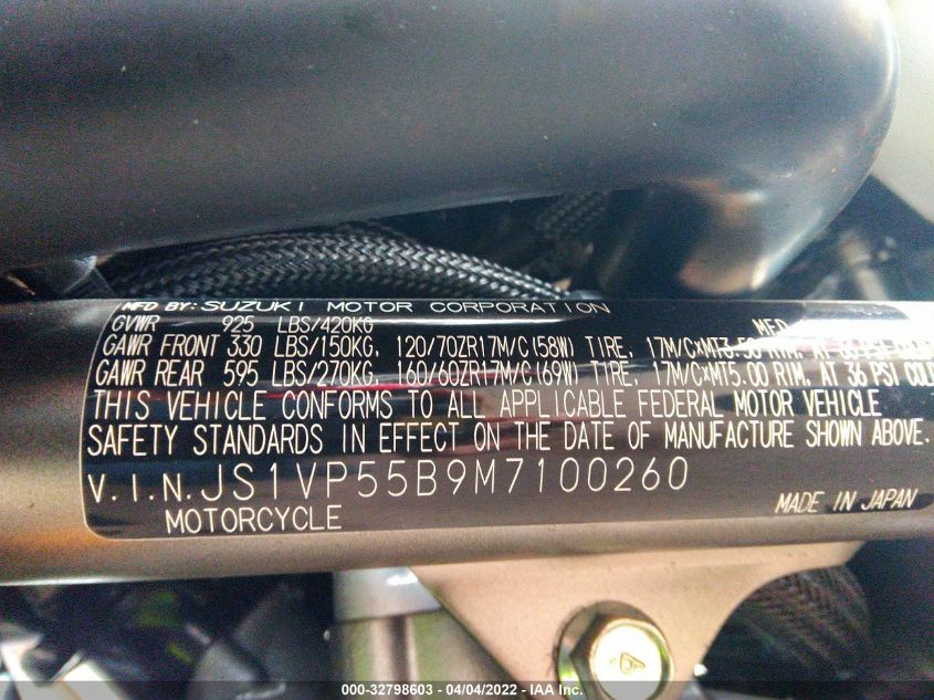 2021 SUZUKI SV650 A/X JS1VP55B9M7100260