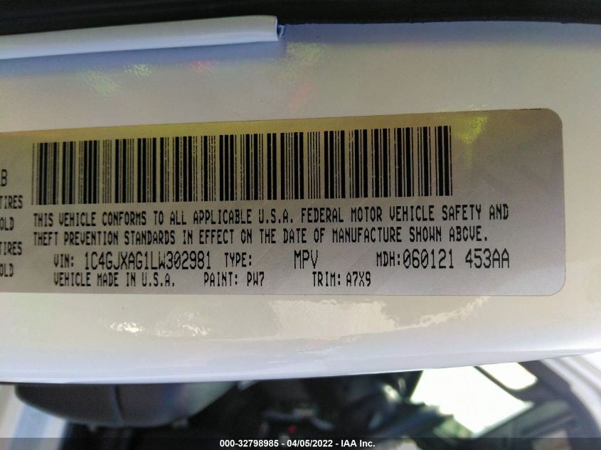 2020 JEEP WRANGLER SPORT S 1C4GJXAG1LW302981
