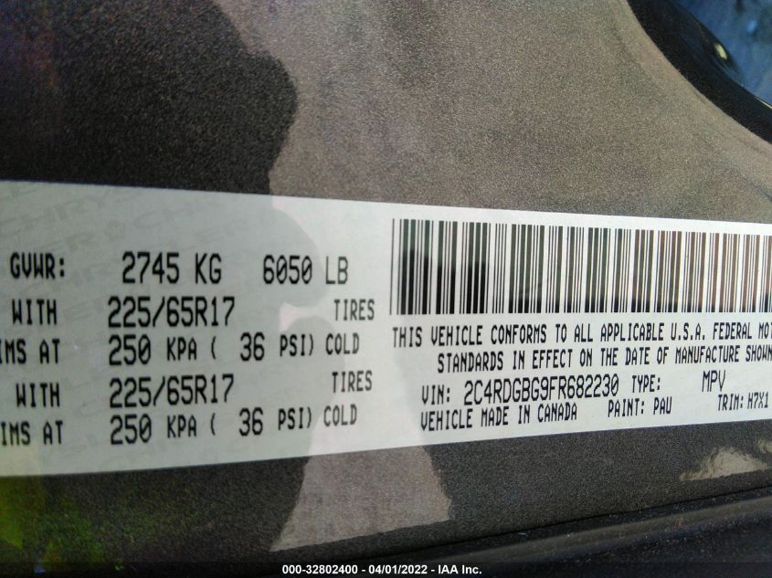 2015 DODGE GRAND CARAVAN SE 2C4RDGBG9FR682230