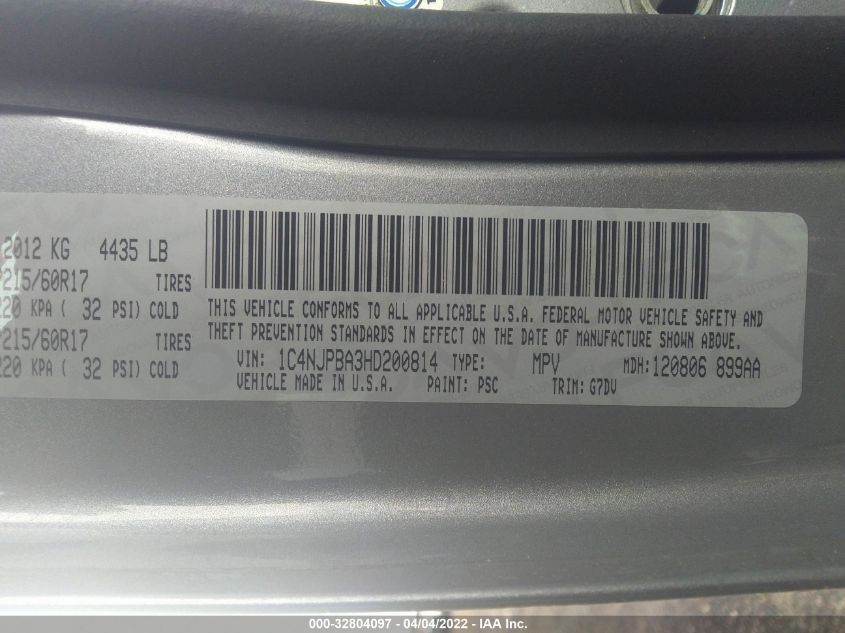 2017 JEEP PATRIOT SPORT SE 1C4NJPBA3HD200814