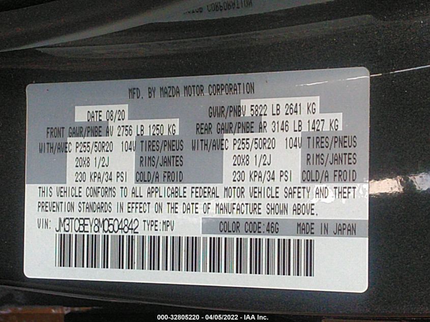 2021 MAZDA CX-9 SIGNATURE JM3TCBEY8M0504842