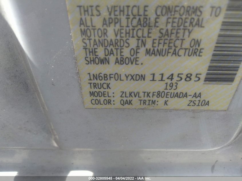 2013 NISSAN NV SV 1N6BF0LYXDN114585