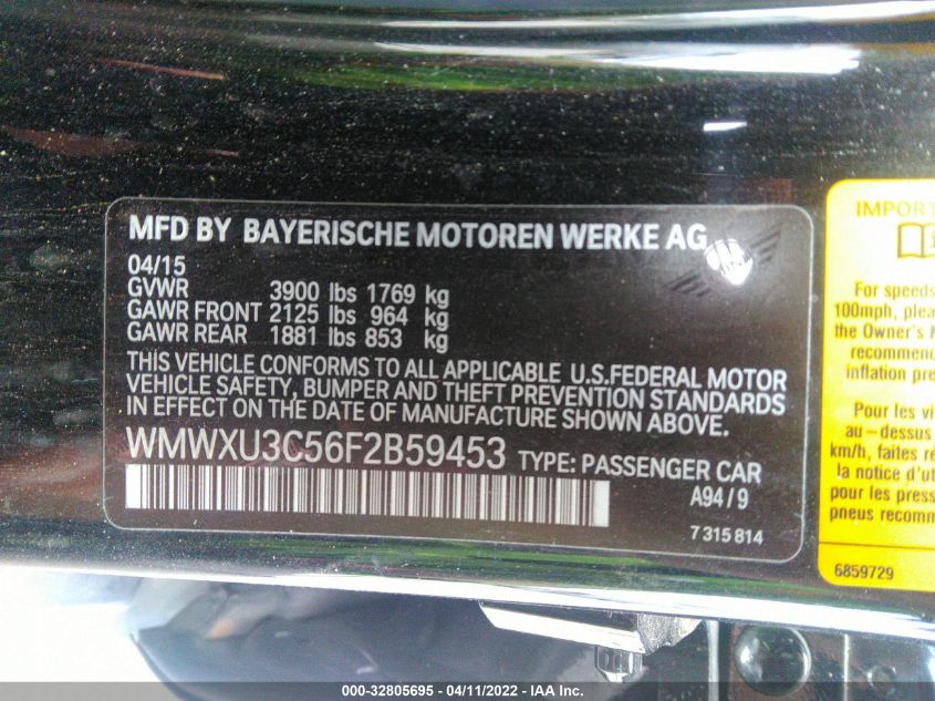 2015 MINI COOPER HARDTOP 4 DOOR S WMWXU3C56F2B59453