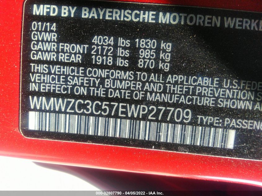 2014 MINI COOPER COUNTRYMAN S WMWZC3C57EWP27709