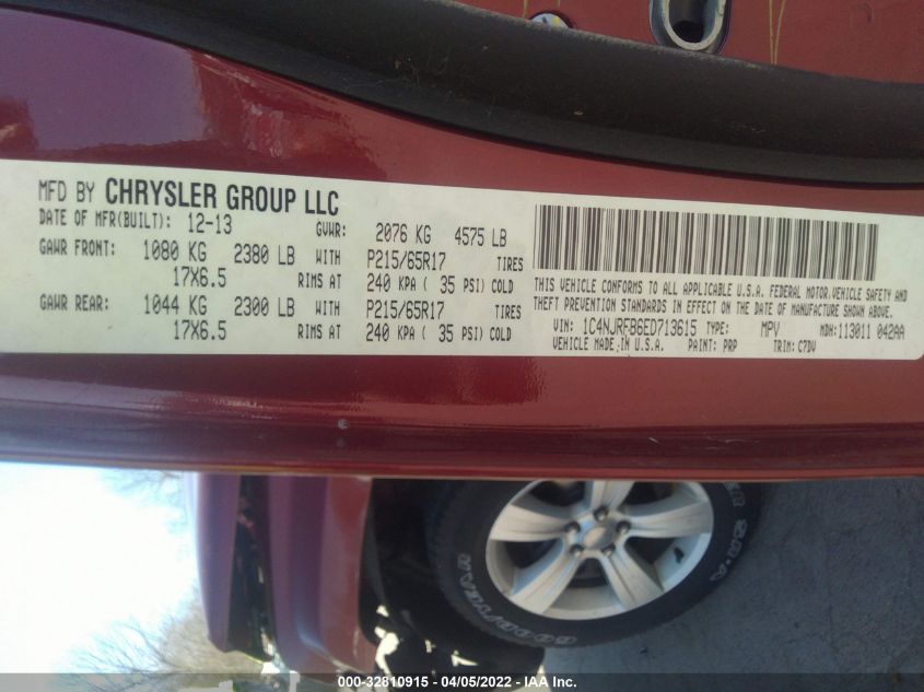 2014 JEEP PATRIOT LATITUDE 1C4NJRFB6ED713615