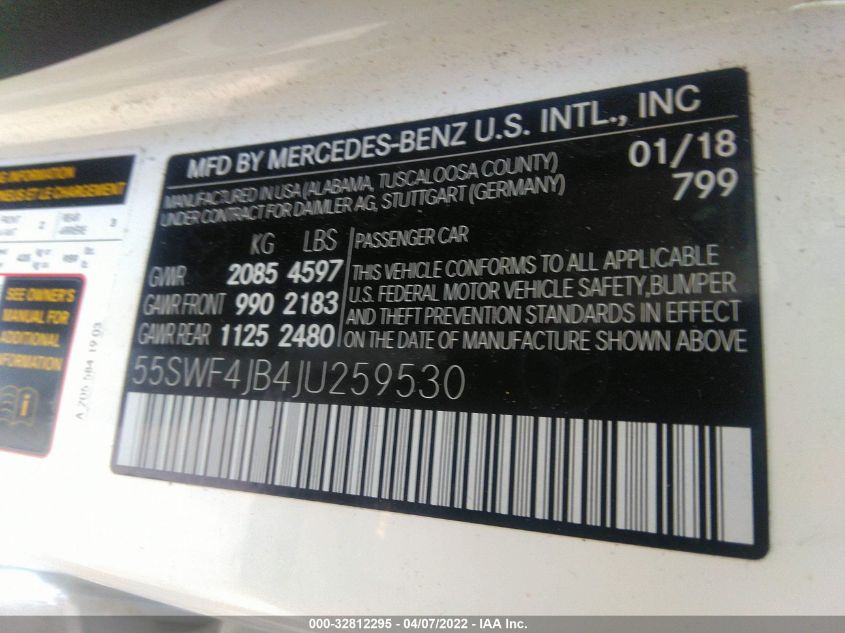 2018 MERCEDES-BENZ C-CLASS C 300 55SWF4JB4JU259530
