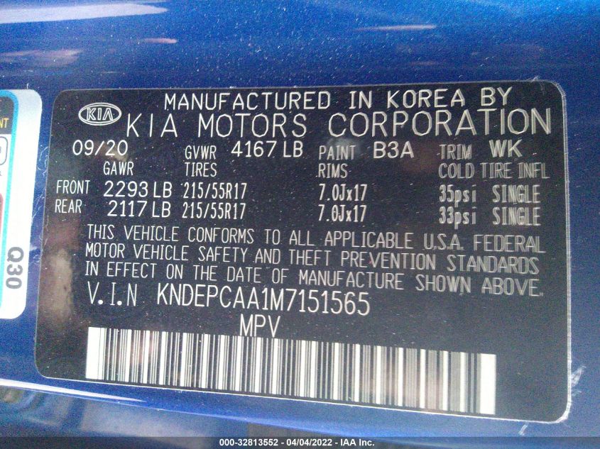 2021 KIA SELTOS LX KNDEPCAA1M7151565