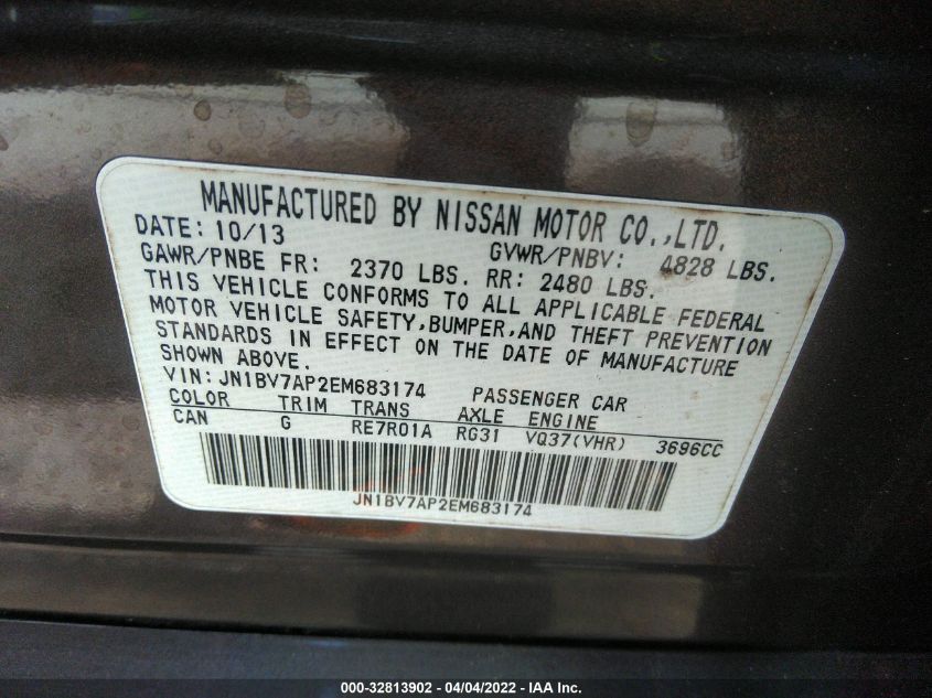 2014 INFINITI Q50 JN1BV7AP2EM683174