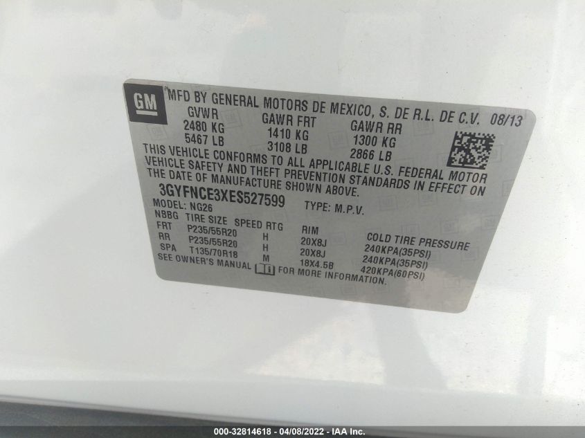 2014 CADILLAC SRX PERFORMANCE COLLECTION 3GYFNCE3XES527599