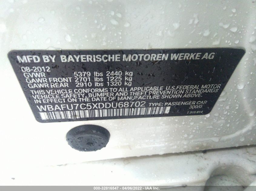 2013 BMW 5 SERIES 535I XDRIVE WBAFU7C5XDDU68702