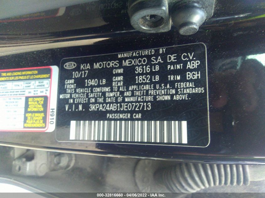 2018 KIA RIO LX/S 3KPA24AB1JE072713