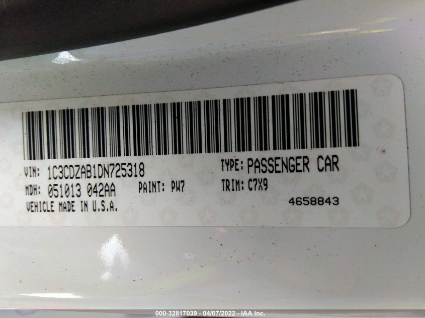 2013 DODGE AVENGER SE 1C3CDZAB1DN725318