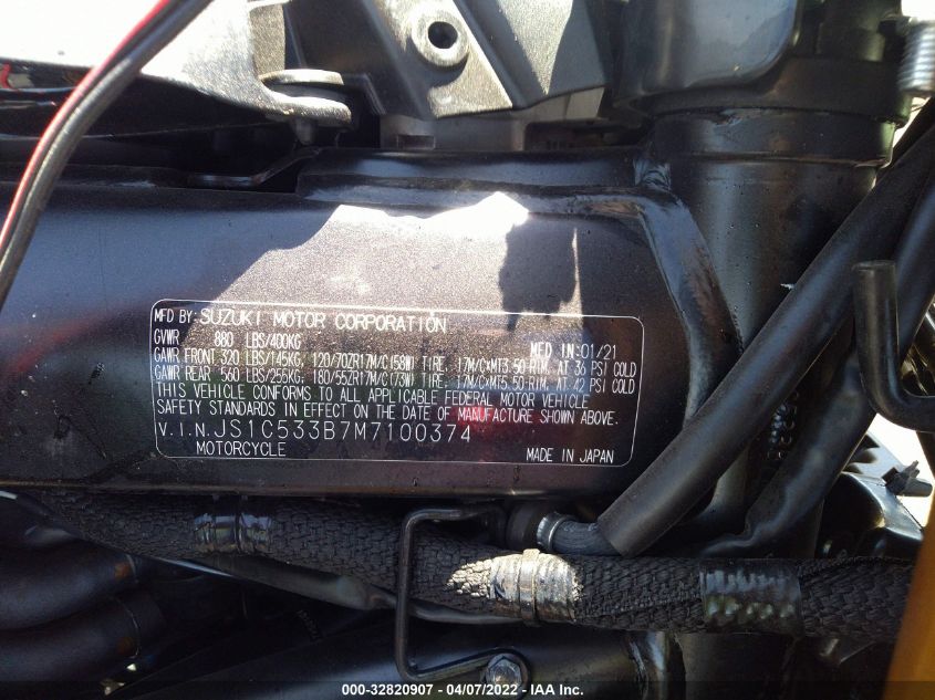2021 SUZUKI GSX-S750 M/Z JS1C533B7M7100374