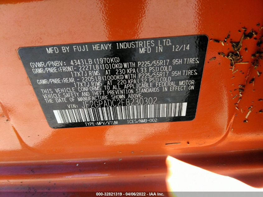2015 SUBARU XV CROSSTREK PREMIUM JF2GPADC2F8230302