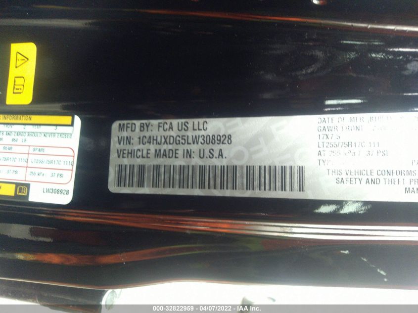 2020 JEEP WRANGLER UNLIMITED WILLYS 1C4HJXDG5LW308928