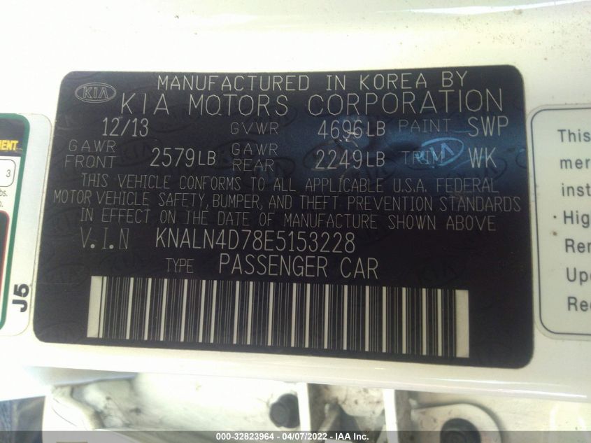 2014 KIA CADENZA PREMIUM KNALN4D78E5153228