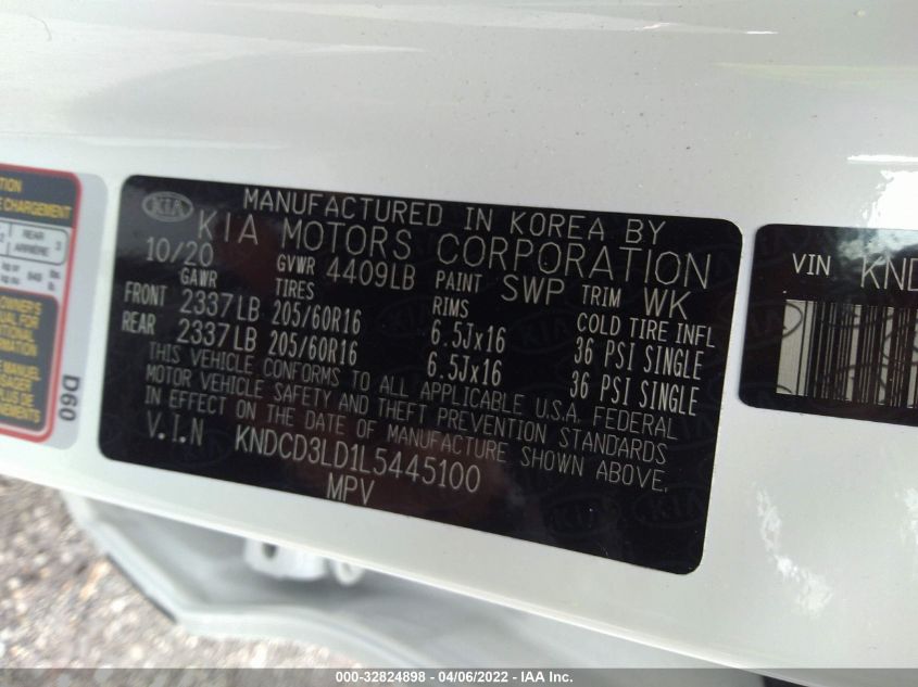 2020 KIA NIRO PLUG-IN HYBRID EX KNDCD3LD1L5445100