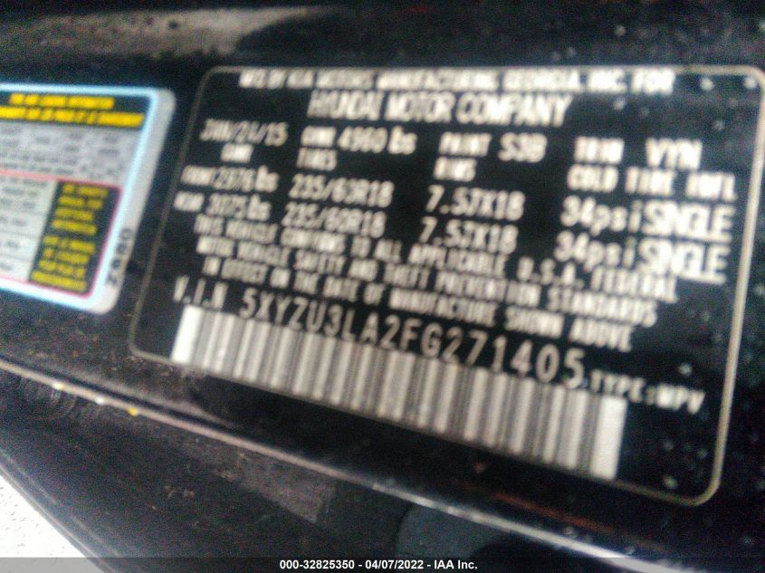 2015 HYUNDAI SANTA FE SPORT 5XYZU3LA2FG271405
