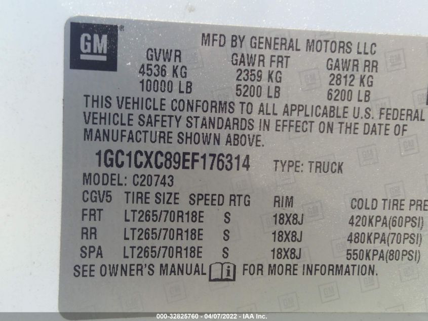 2014 CHEVROLET SILVERADO 2500HD LT 1GC1CXC89EF176314