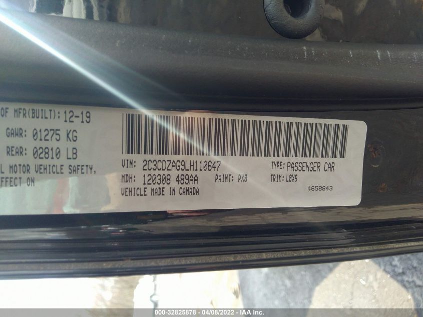 2020 DODGE CHALLENGER SXT 2C3CDZAG9LH110647