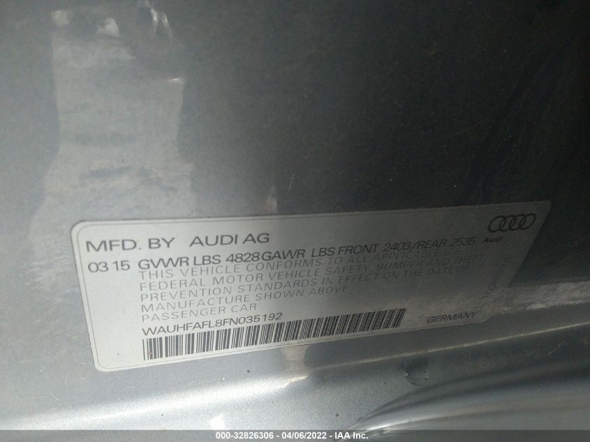 2015 AUDI A4 PREMIUM PLUS WAUHFAFL8FN035192
