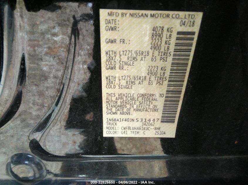 2018 NISSAN TITAN XD PRO-4X 1N6BA1F40JN531447