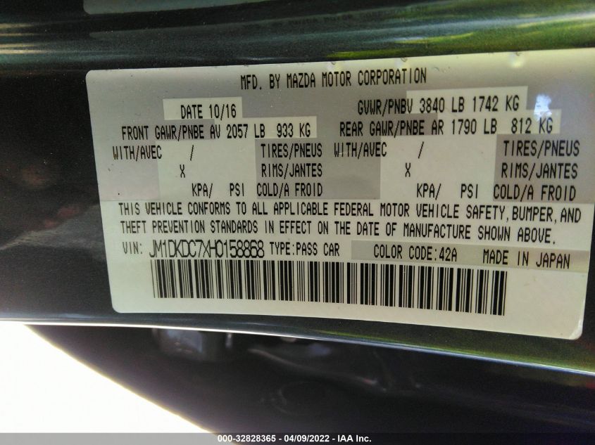 2017 MAZDA CX-3 TOURING JM1DKDC7XH0158868