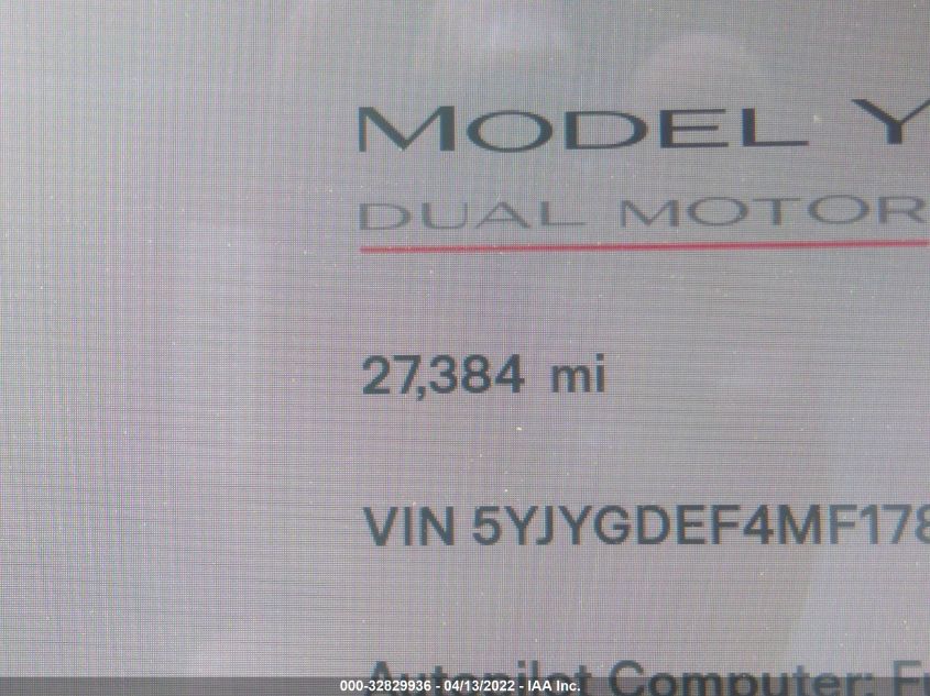 2021 TESLA MODEL Y PERFORMANCE 5YJYGDEF4MF178553