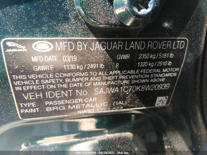 2019 JAGUAR XJ XJ R-SPORT SAJWA1C70K8W20939