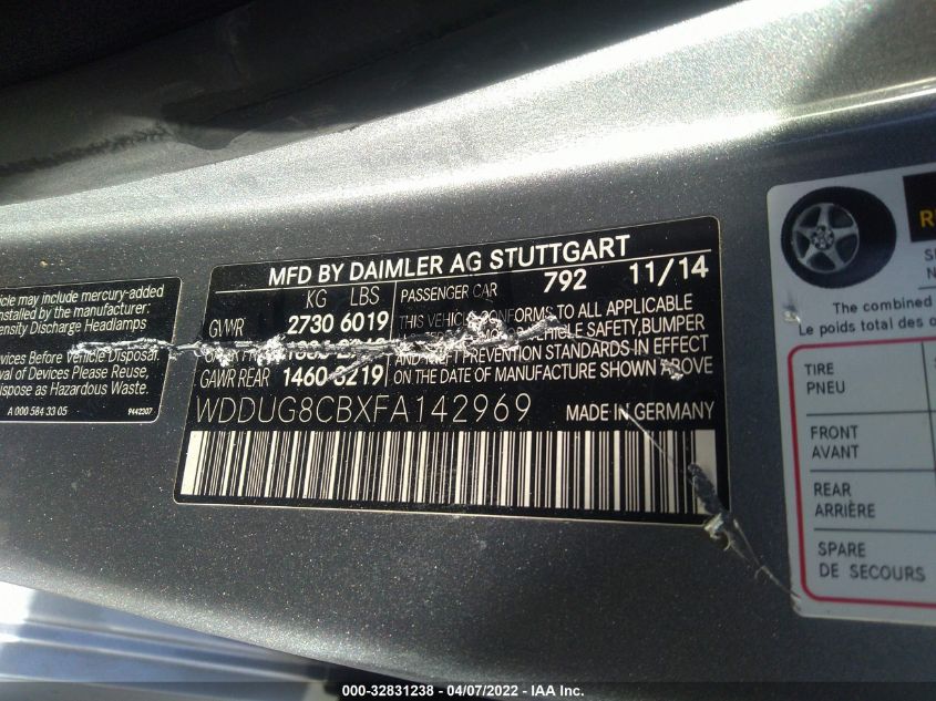 2015 MERCEDES-BENZ S-CLASS S 550 WDDUG8CBXFA142969