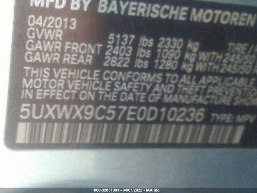 2014 BMW X3 XDRIVE28I 5UXWX9C57E0D10236