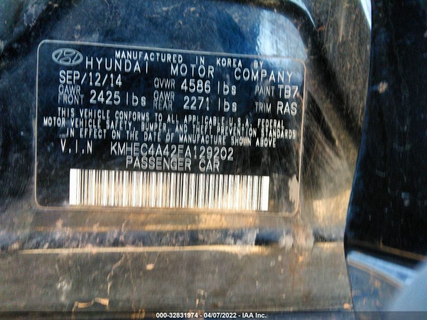2015 HYUNDAI SONATA HYBRID LIMITED KMHEC4A42FA129202