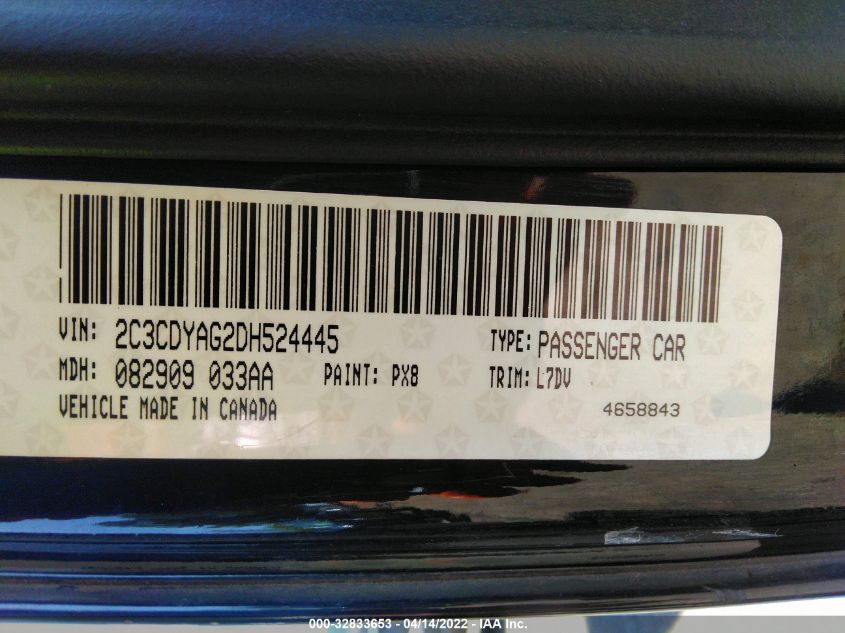 2013 DODGE CHALLENGER SXT 2C3CDYAG2DH524445