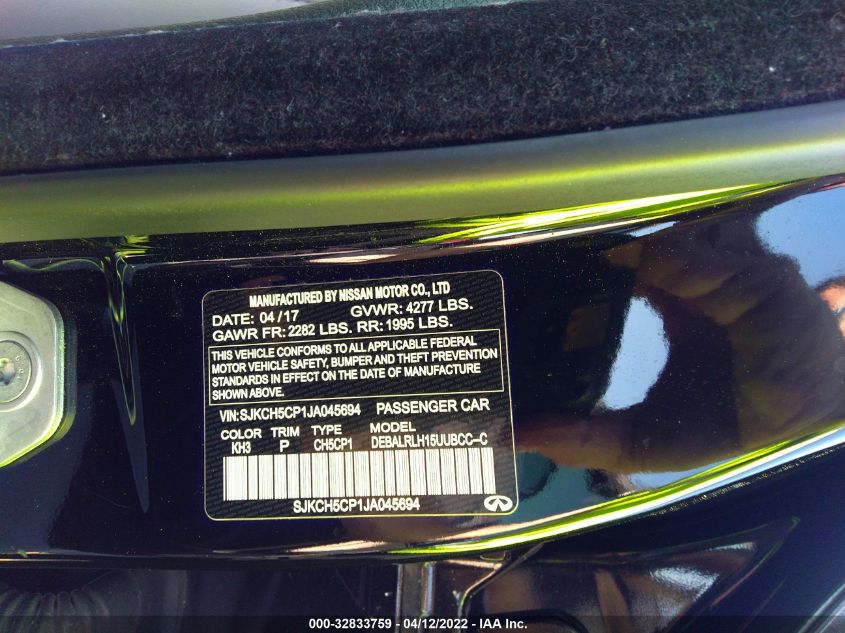 2018 INFINITI QX30 PREMIUM SJKCH5CP1JA045694