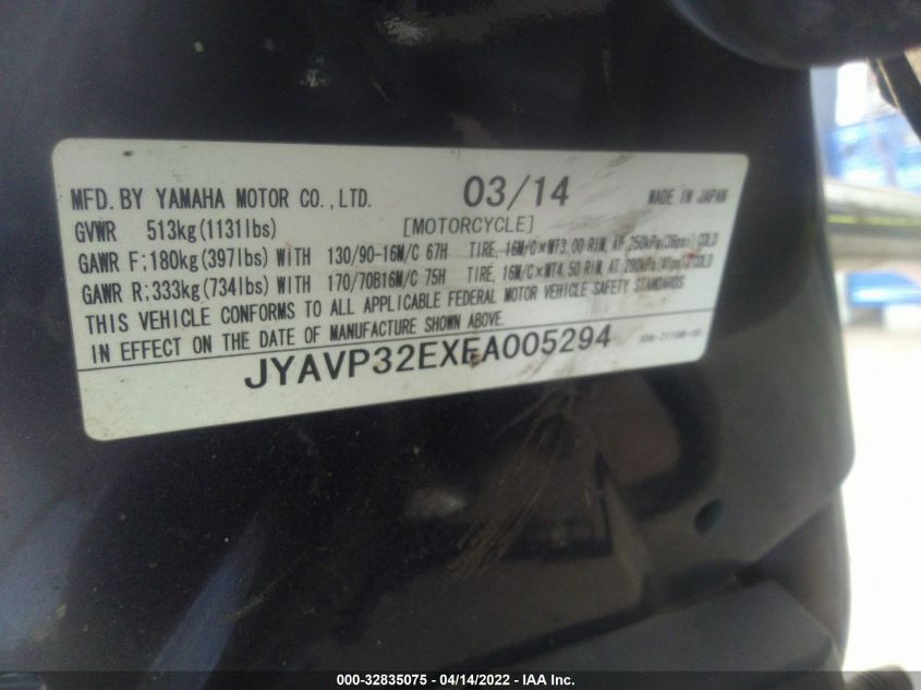 2014 YAMAHA XVS1300 CT/CFD JYAVP32EXEA005294