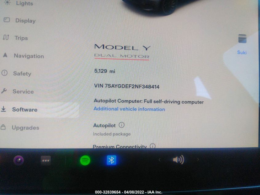 Auction sale of the 2022 TESLA MODEL Y , vin: 7SAYGDEF2NF348414, lot number: 32839654