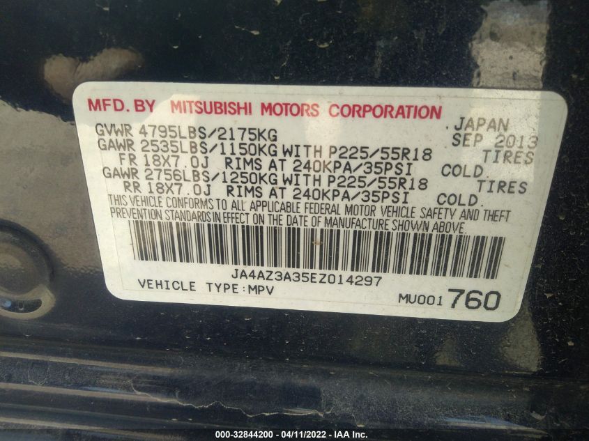 2014 MITSUBISHI OUTLANDER SE JA4AZ3A35EZ014297