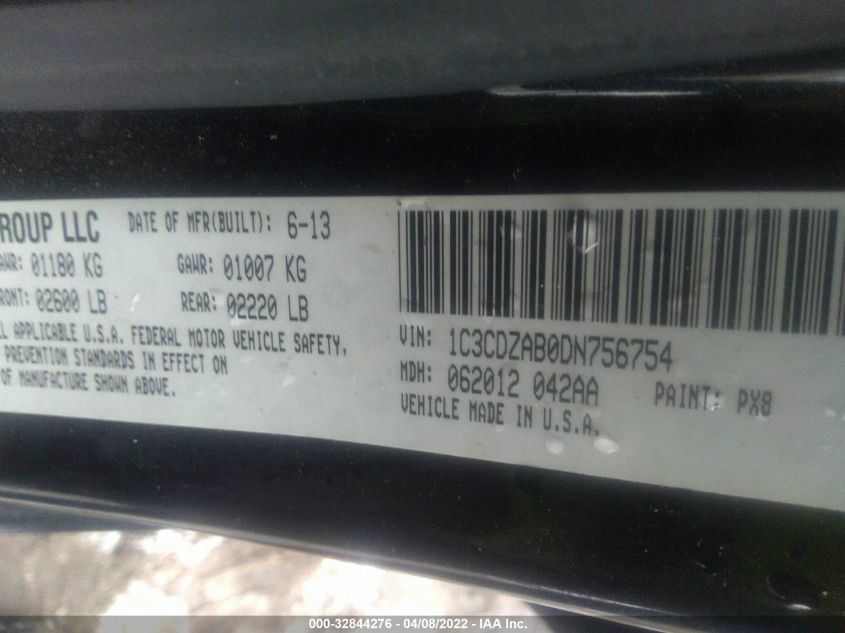 2013 DODGE AVENGER SE 1C3CDZAB0DN756754