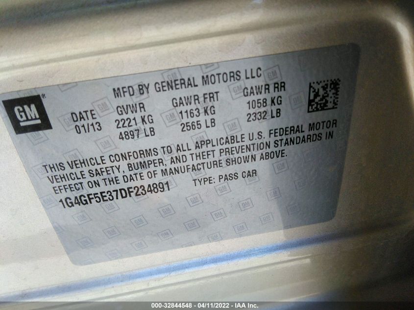 2013 BUICK LACROSSE PREMIUM 1 1G4GF5E37DF234891
