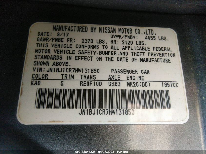 2017 NISSAN ROGUE SPORT S/SV/SL JN1BJ1CR7HW131850