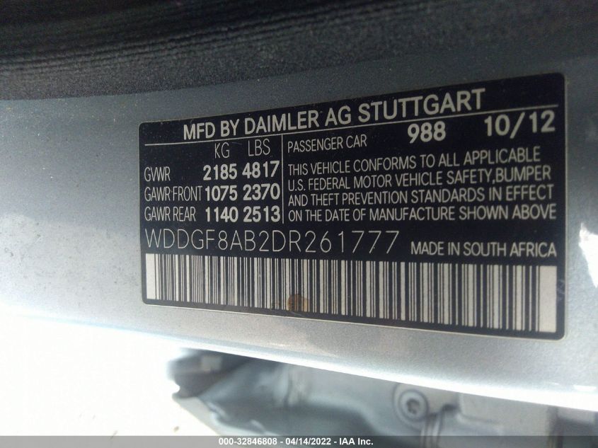 2013 MERCEDES-BENZ C-CLASS C 300 WDDGF8AB2DR261777