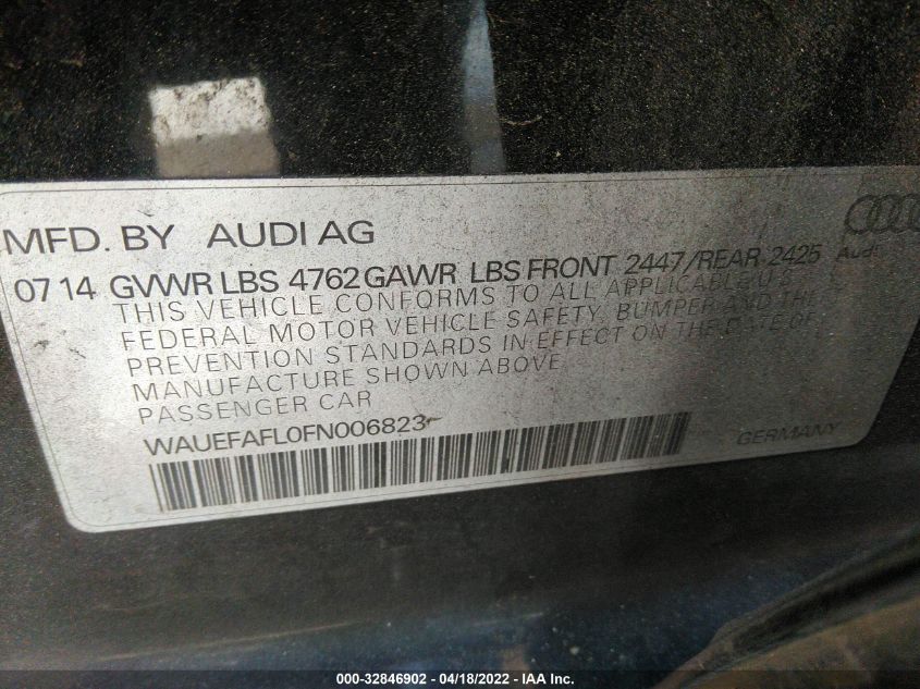 2015 AUDI A4 PREMIUM PLUS WAUEFAFL0FN006823