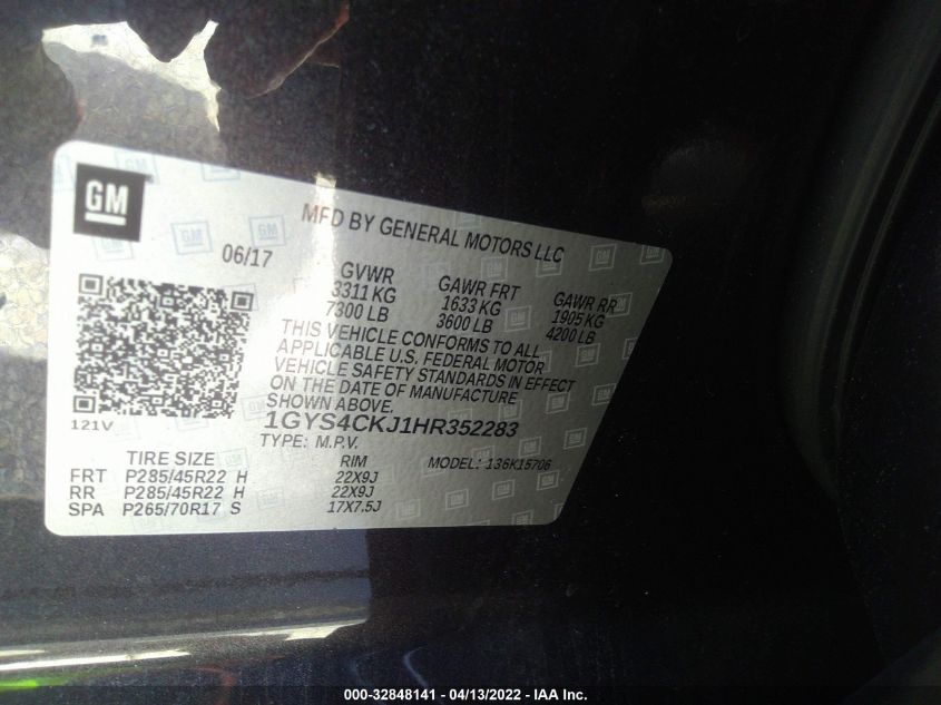 2017 CADILLAC ESCALADE PREMIUM LUXURY 1GYS4CKJ1HR352283