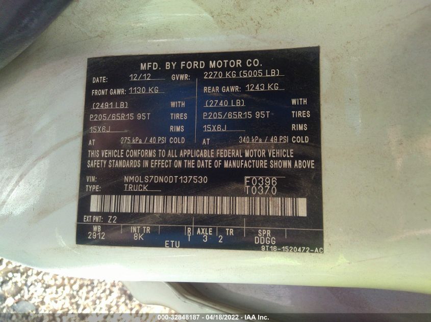 2013 FORD TRANSIT CONNECT XLT NM0LS7DN0DT137530