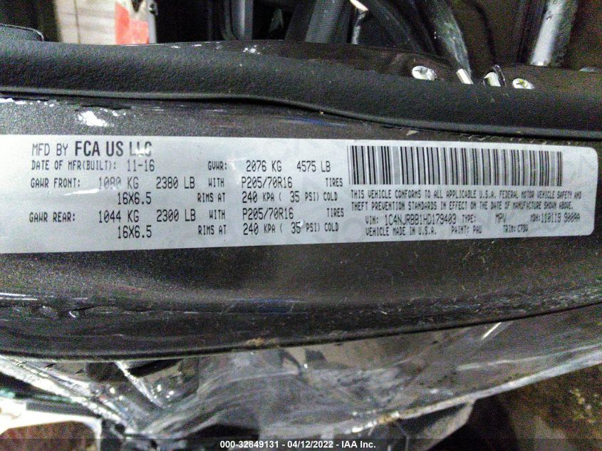 2017 JEEP PATRIOT SPORT 1C4NJRBB1HD179403