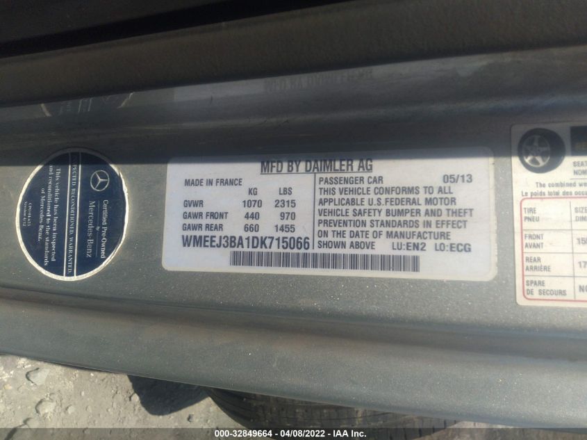 2013 SMART FORTWO PURE/PASSION WMEEJ3BA1DK715066