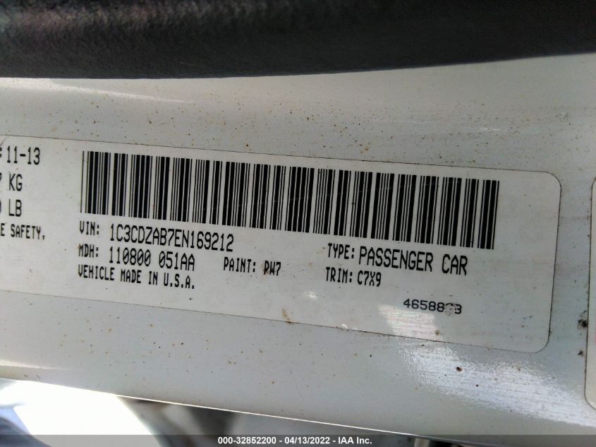 2014 DODGE AVENGER SE 1C3CDZAB7EN169212