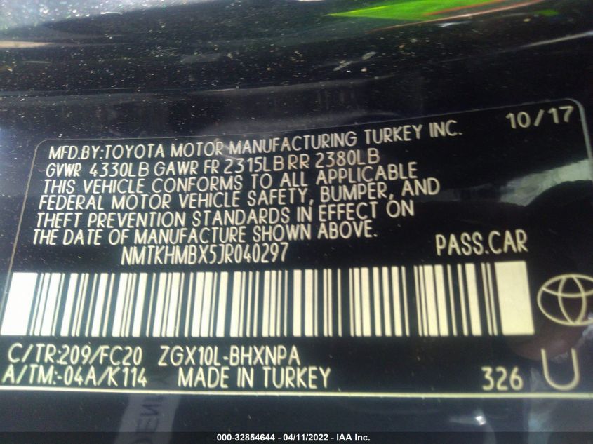 2018 TOYOTA C-HR XLE NMTKHMBX5JR040297