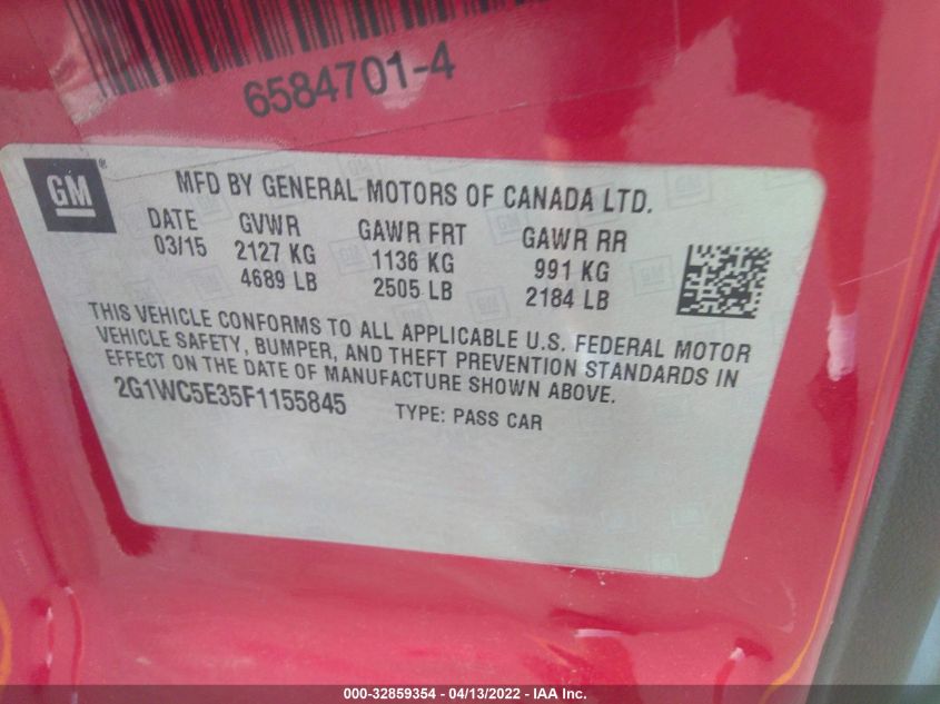 2015 CHEVROLET IMPALA LIMITED LTZ 2G1WC5E35F1155845